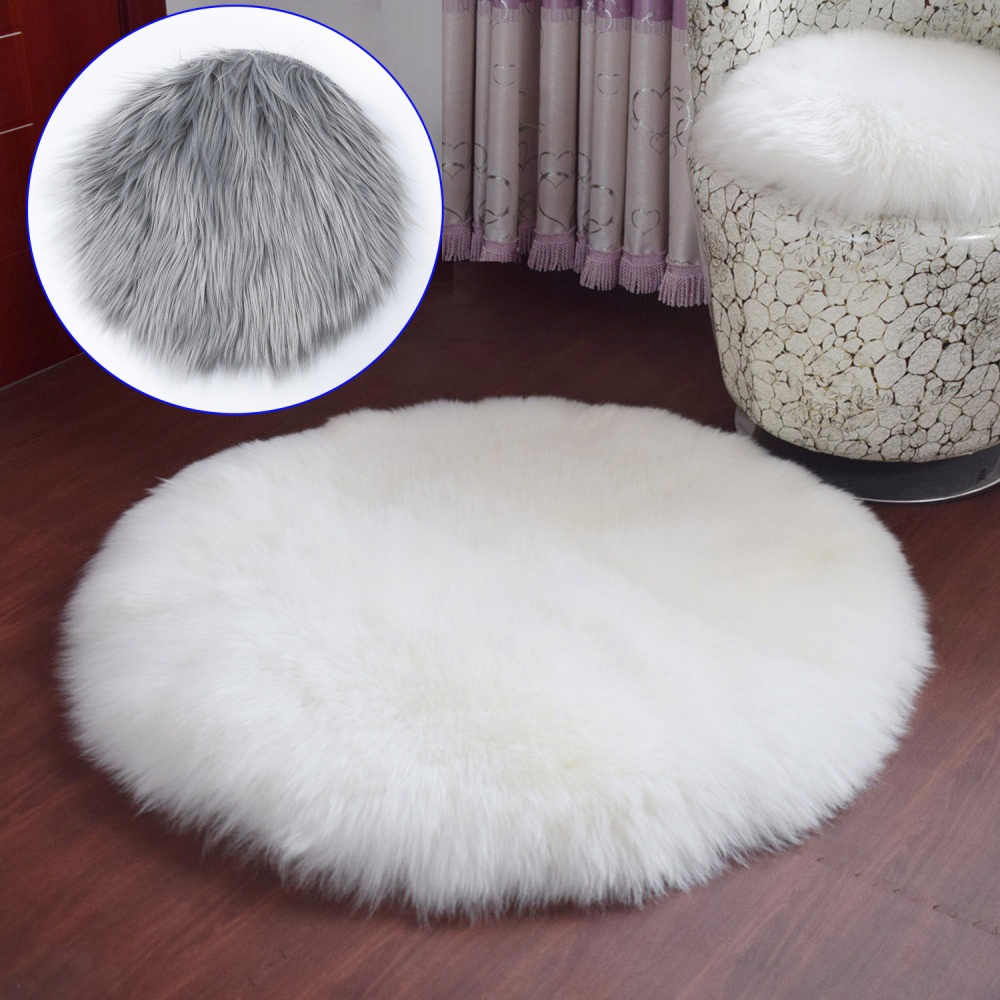 Soft Faux Fur Rug Household Living Rooms Bedroom Warm Mat Sofa Chair Desk Pad Round Carpet Mats