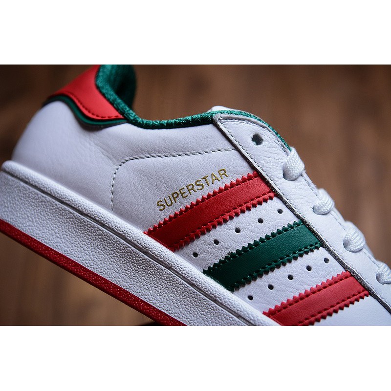 adidas superstar white green red