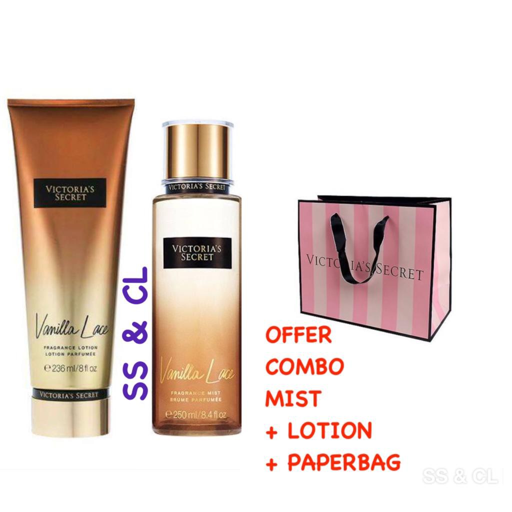 Original Victorias Secret Vanilla Lace Body Mist Lotion Combo Shopee Malaysia 