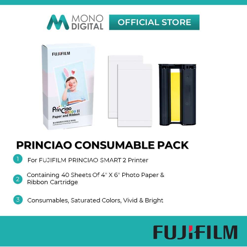 Fujifilm PrinCiao Smart II Photo Paper and Ribbon Cartridge Consumable Pack