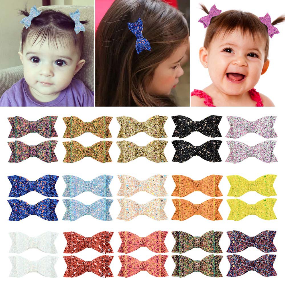 3 15 Baby Girls Sequins Hair Bows Clips Hair Barrettes