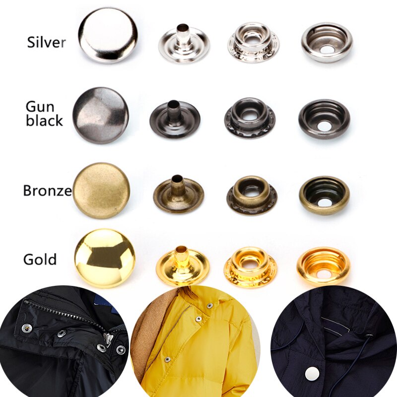25 sets/100PCS bag 10/12.5/15/17/20mm hand pressed metal snap button rivet button clothes pants leather sewing button