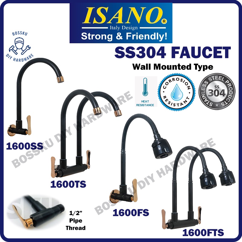ISANO [ Wall Mounted ] Type SUS304 1/2" Faucet Single Double Water Tap