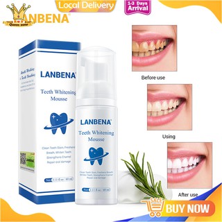 LANBENA Teeth Whitening Mousse Whitening Fresh Breath Mousse Cleaning Mousse 60ml Remove Tooth Stains 潔牙慕斯 洁牙慕斯