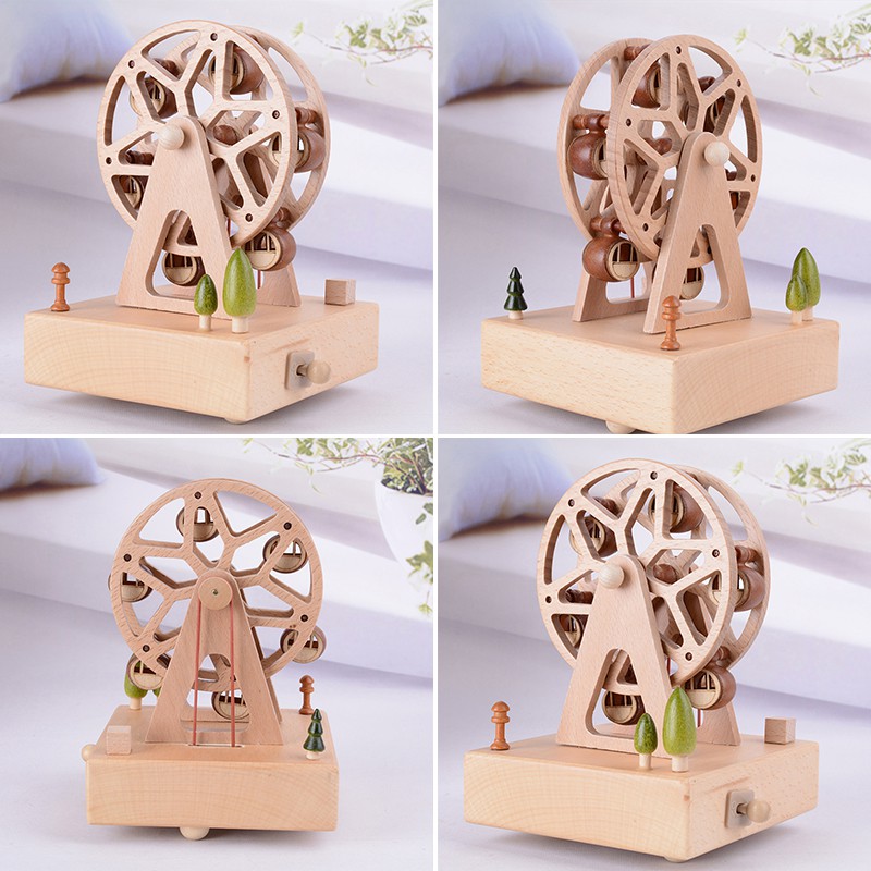 Ferris Wheel Rotating Music Box Toy Christmas Xmas Bear Gift Decor Clockwork 