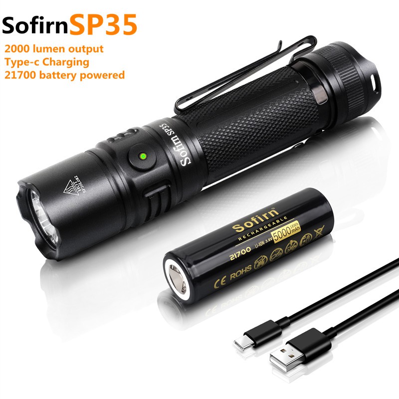 Sofirn Sp35 21700 Usb Rechargeable Flashlight Super Bright 2000 Lumen