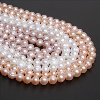 40pcs/Strd Natural Cultured Freshwater Pearl Beads Polished Seashell Bead 8~10mm 