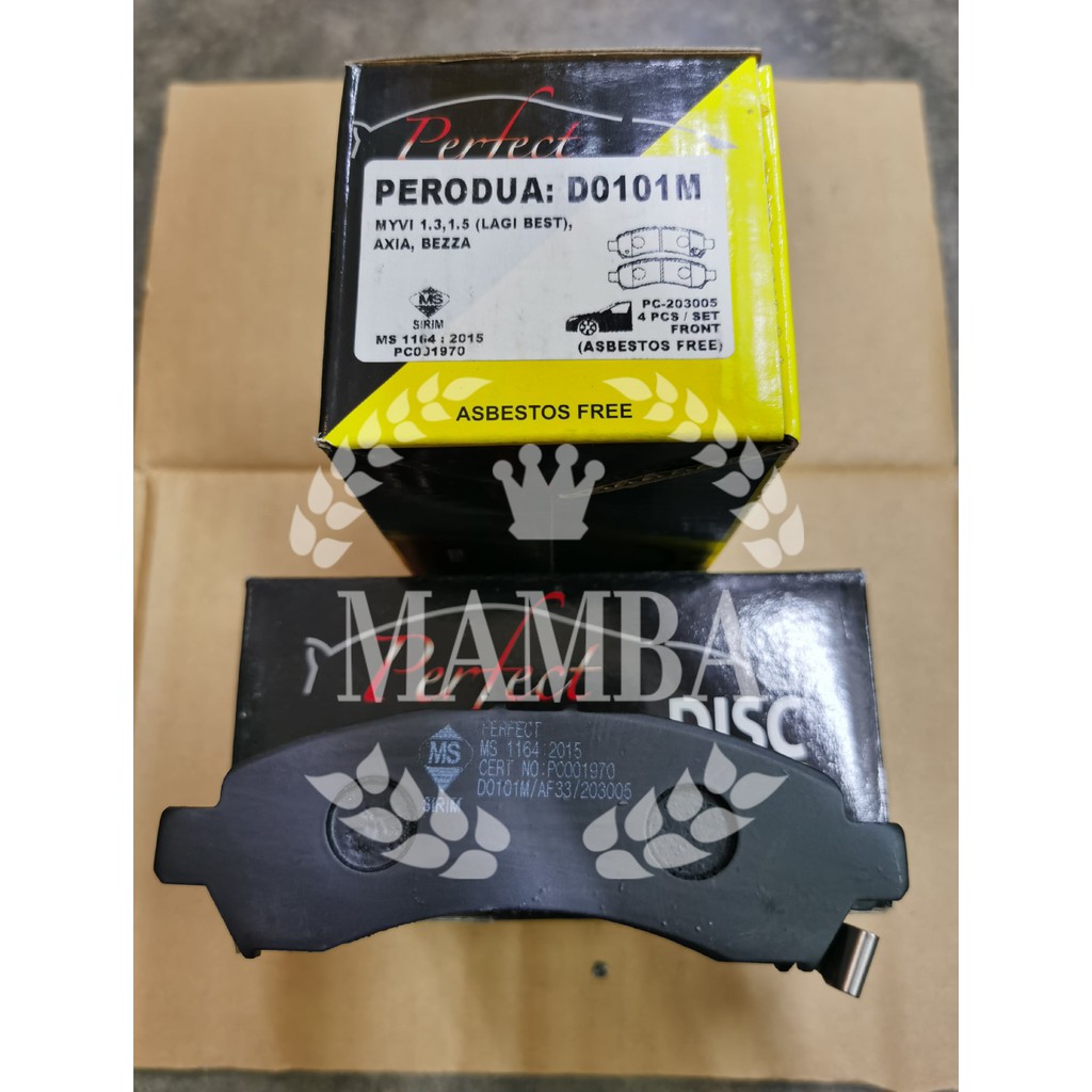 DISC BRAKE PAD PERODUA MYVI LAGI BEST,AXIA,BEZZA FRONT PERFECT [ SIRIM