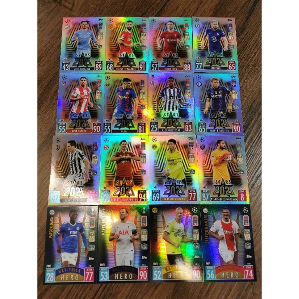 Topps Match Attax Extra UCL 2021/22 - Stars of 2021 [STA1-STA12] & Hat-Trick Hero [HTH1-HTH5] Rainbow Foil Cards