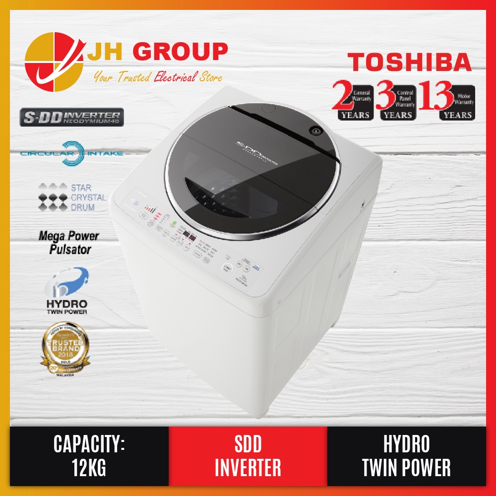 TOSHIBA AWDC1300WM 12KG SDD INVERTER FULLY AUTO TOP LOAD WASHING
