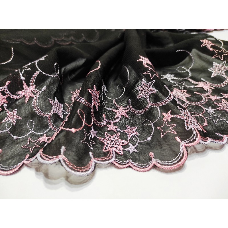 195MM Blinking Stars Design Embroidery  Chiffon Lace Craft 