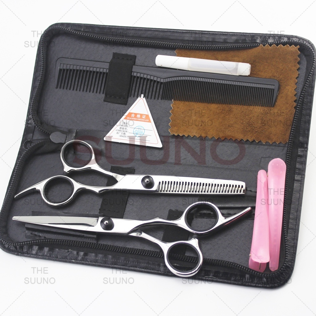 Tooth scissors hair, flat scissors 8pcs Gunting Rambut  Barber scissors 6‘Professional Hair Cutting Thinning Scissors