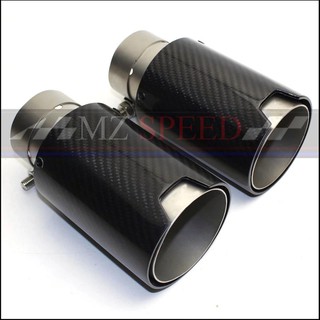 1X 70MM All Black Glossy Carbon Fiber Exhaust Tip For M Performance Exhaust Pipe
