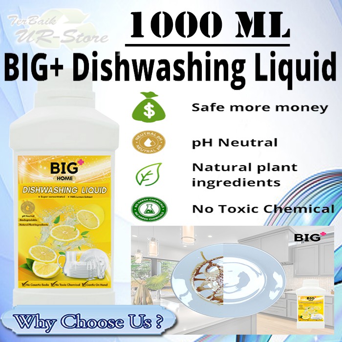 BIG+ Dishwashing Liquid (1000ml) [Twin Pack] Concentrated PH Neutral ...