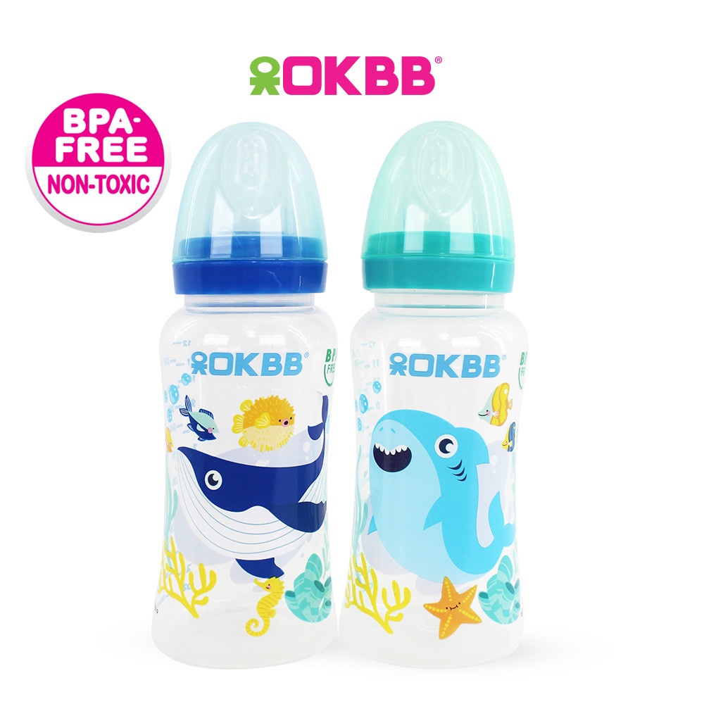 OKBB Twin Pack Baby Feeding Bottle Wide Neck Teats Feeding Essentials 12 Oz (360ml) B131P_2