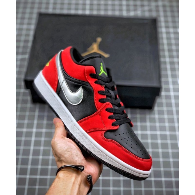 Nike Air Jordan 1 Low Black Green Pulse Gym Red White High Premium Original Shopee Malaysia