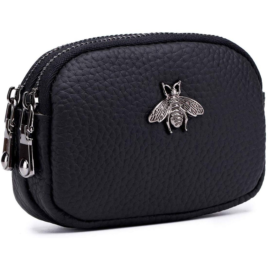 leather change purse zipper
