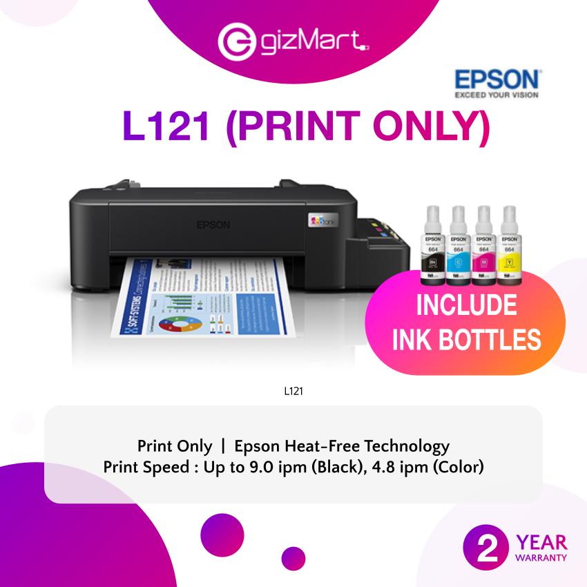 Epson Eco Tank L121 A4 Ink Tank Printer Single Function Print Only Shopee Malaysia 9280