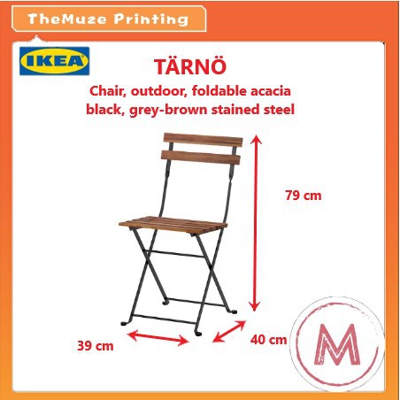 Tarno Chair Outdoor Foldable Acacia Black Gray Brown Stained Steel Light Brown Stained Ikea