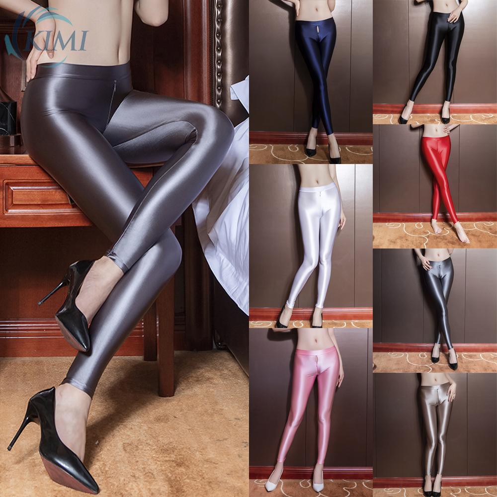 Tights Party Clubwear Yoga Dancewear Women Oil Shiny Silky Wet