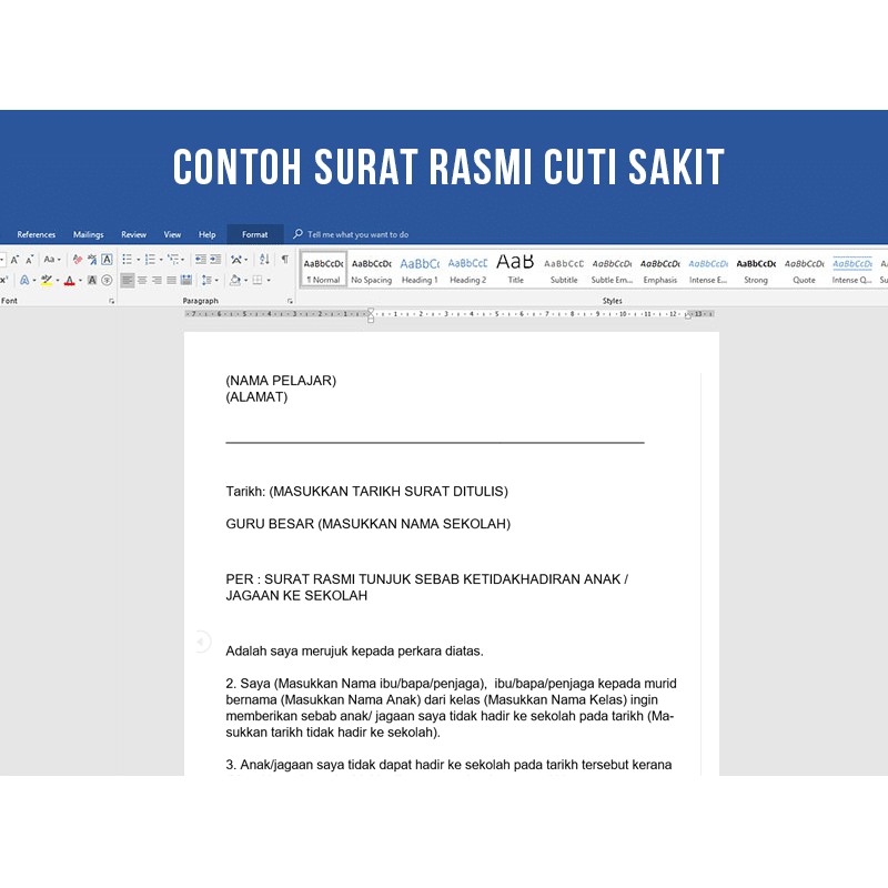 Buy 6 Contoh Surat Rasmi Tidak Hadir Sekolah/Kuliah (Word 