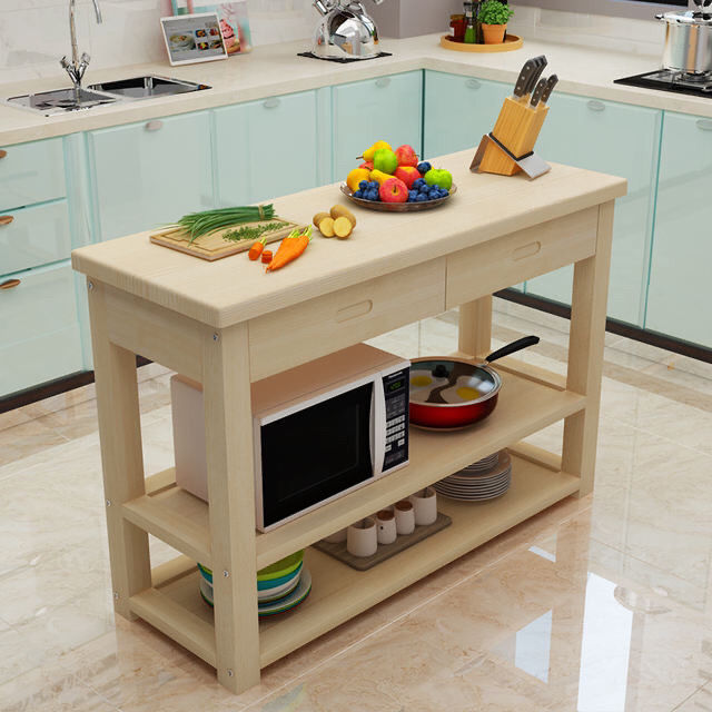 Solid Wood Kitchen Sliced Table, Small Storage Table For Kitchen