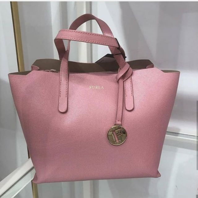 furla pink tote bag