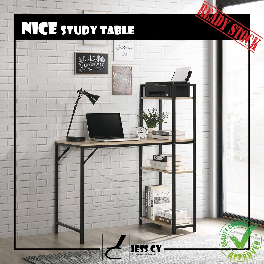 NICE Study Table / With 4 Tier Book Shelf / Desk / Computer Desk / Writing Table / Metal / Jess CY