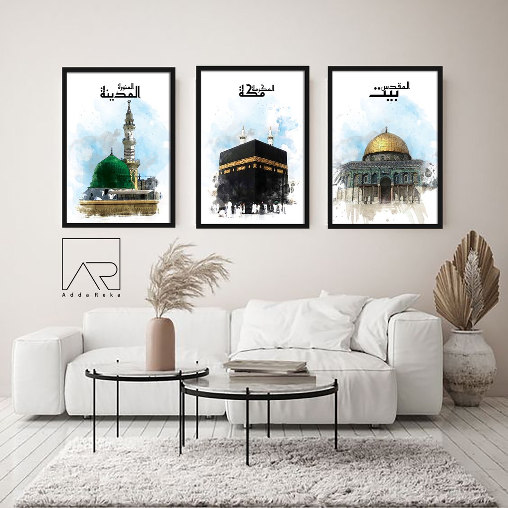 Set3pcs Poster, Kaabah, Masjid Nabawi, Masjidil aqsa, Islamic