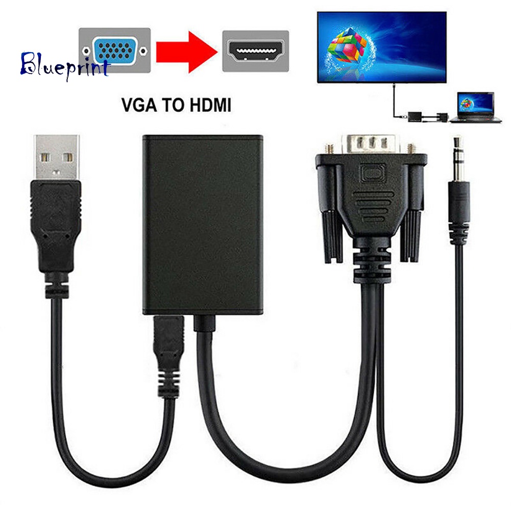 blueprint Portable VGA Male 1080P HD HDMI + TV AV Audio Video Cable ...