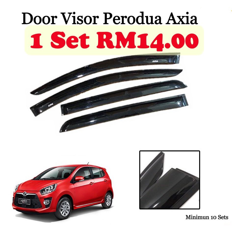 Buyerpick 1 set 4 pcs Door Visor Perodua Axia With Logo Small 8cm Wind ...