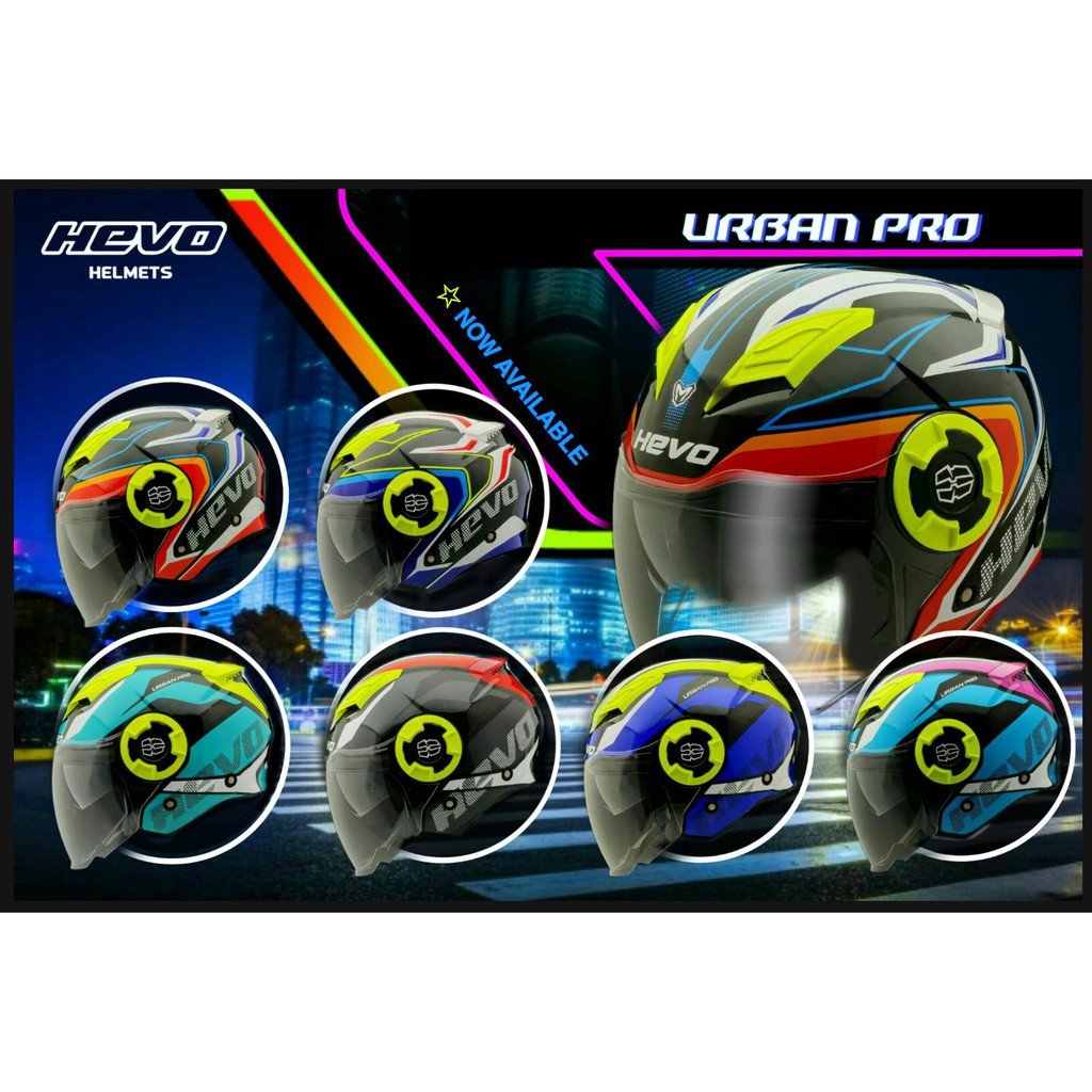 Hevo Helmet Hevo OF729 Urban Pro / Double Visor Helmet With Sirim