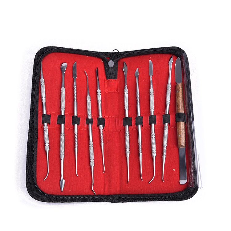 1 Set/10 Pcs Dental Wax Carving Tools Dental Lab Stainless Steel Surgical Kit