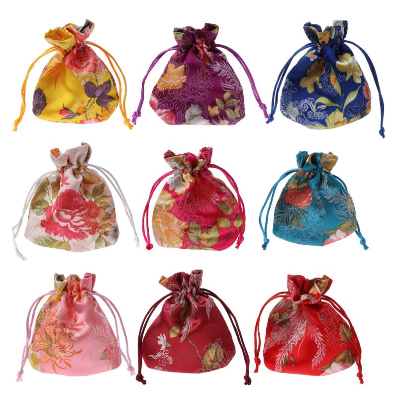 Details about   Traditional Silk Travel Pouch Classic Chinese Embroidery Jewelry Bag Organizer 