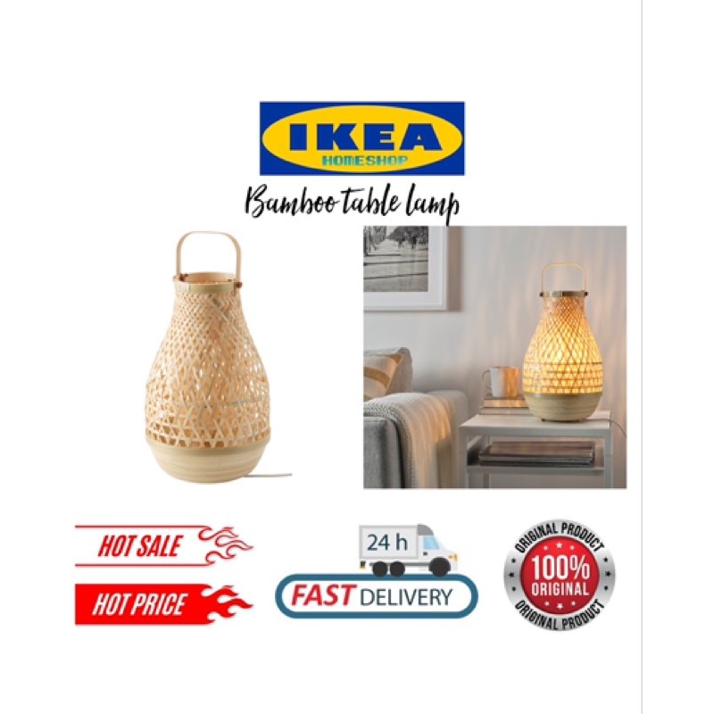 IKEA MISTERHULT Rattan Table Lamp Lampu Tidur Lampu Meja Farmhouse Tema
