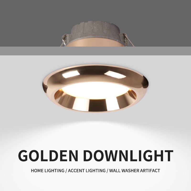 Downlight Spotlight Three-Color Tri-Color Embedded Home Affordable Luxury Style Rose Gold Living Room led Ceiling Modern Barrel of Light Copper Lamp