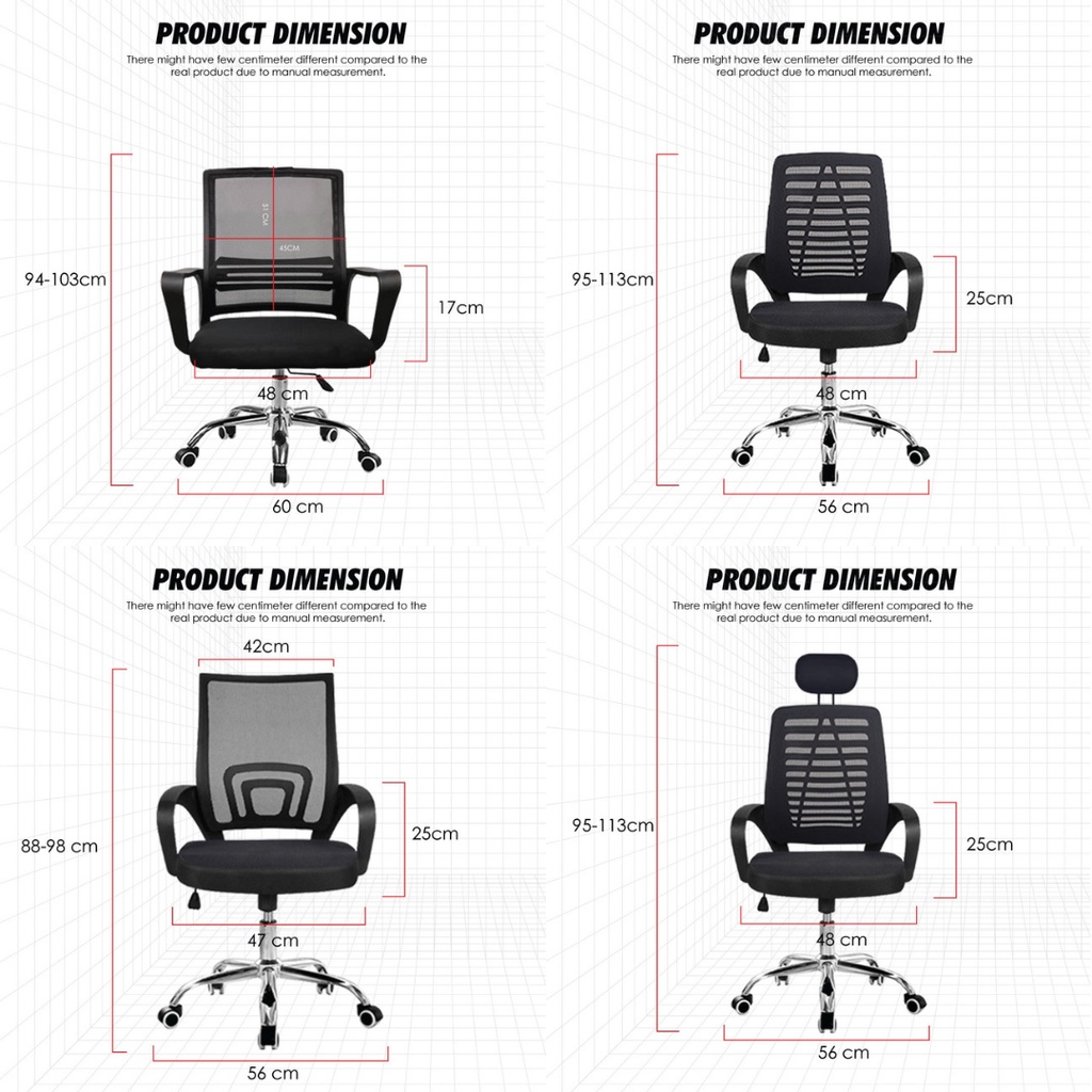 [READY STOCK] FINSSO: Adjustable Swivel Med - Back Mesh 4005 Office Chair with Chrome Leg (LIMITED UNIT)