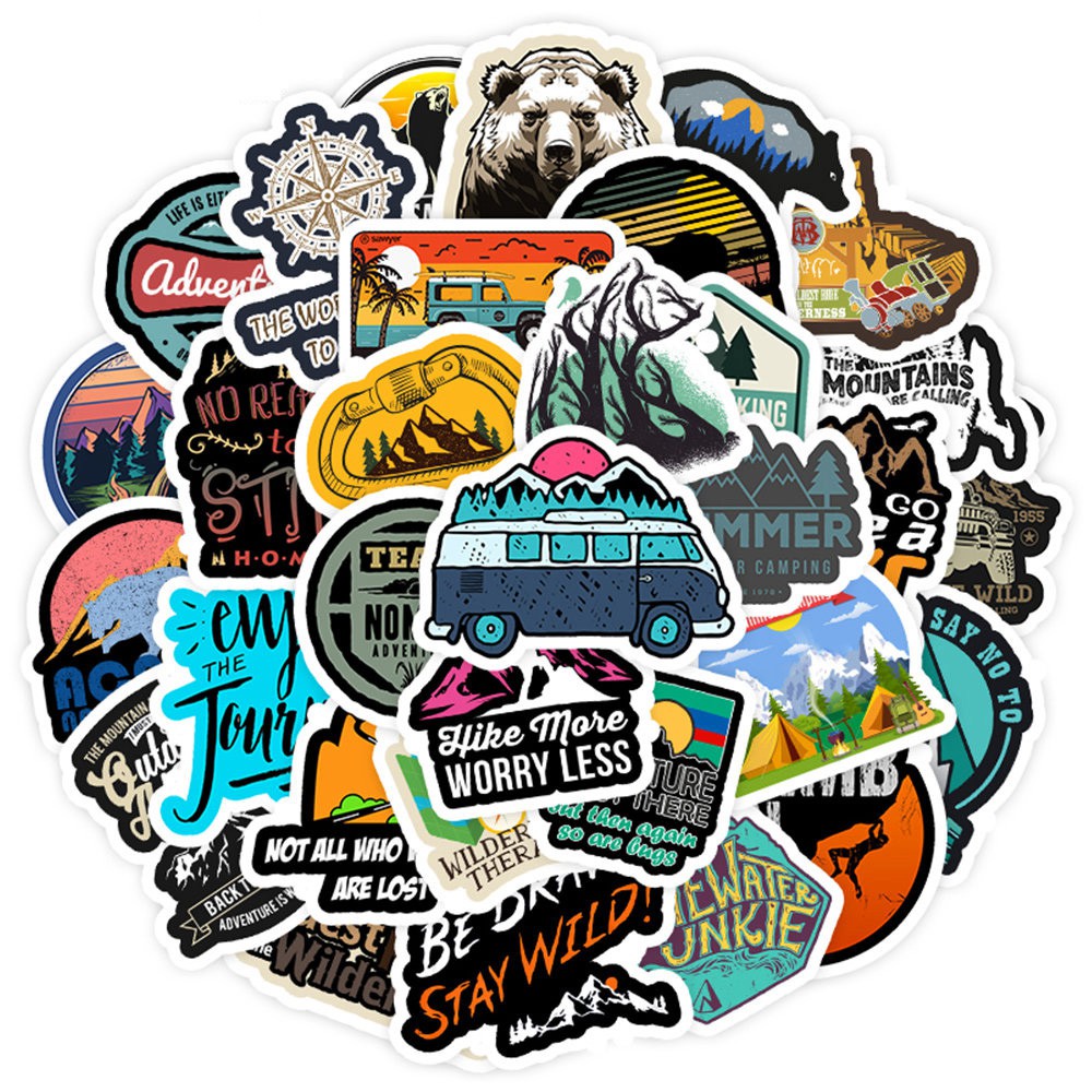 50 Stickers Pack Camping Travel Stickers Wilderness Adventure Landscape Sticker 