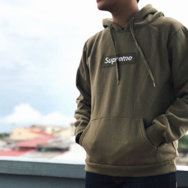 olive green supreme box logo hoodie