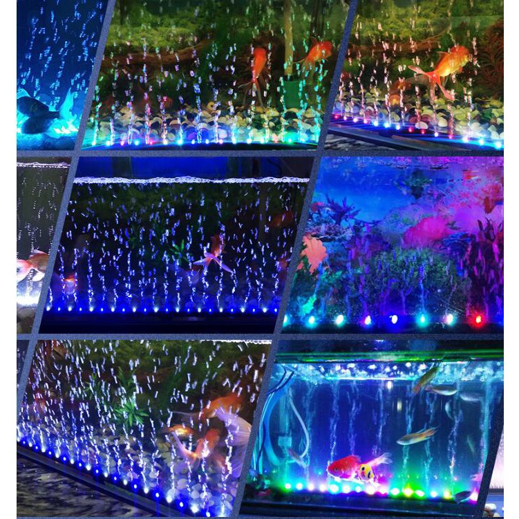 Waterproof Colorful LED Aquarium Fish Tank Submersible Light Air Bubble