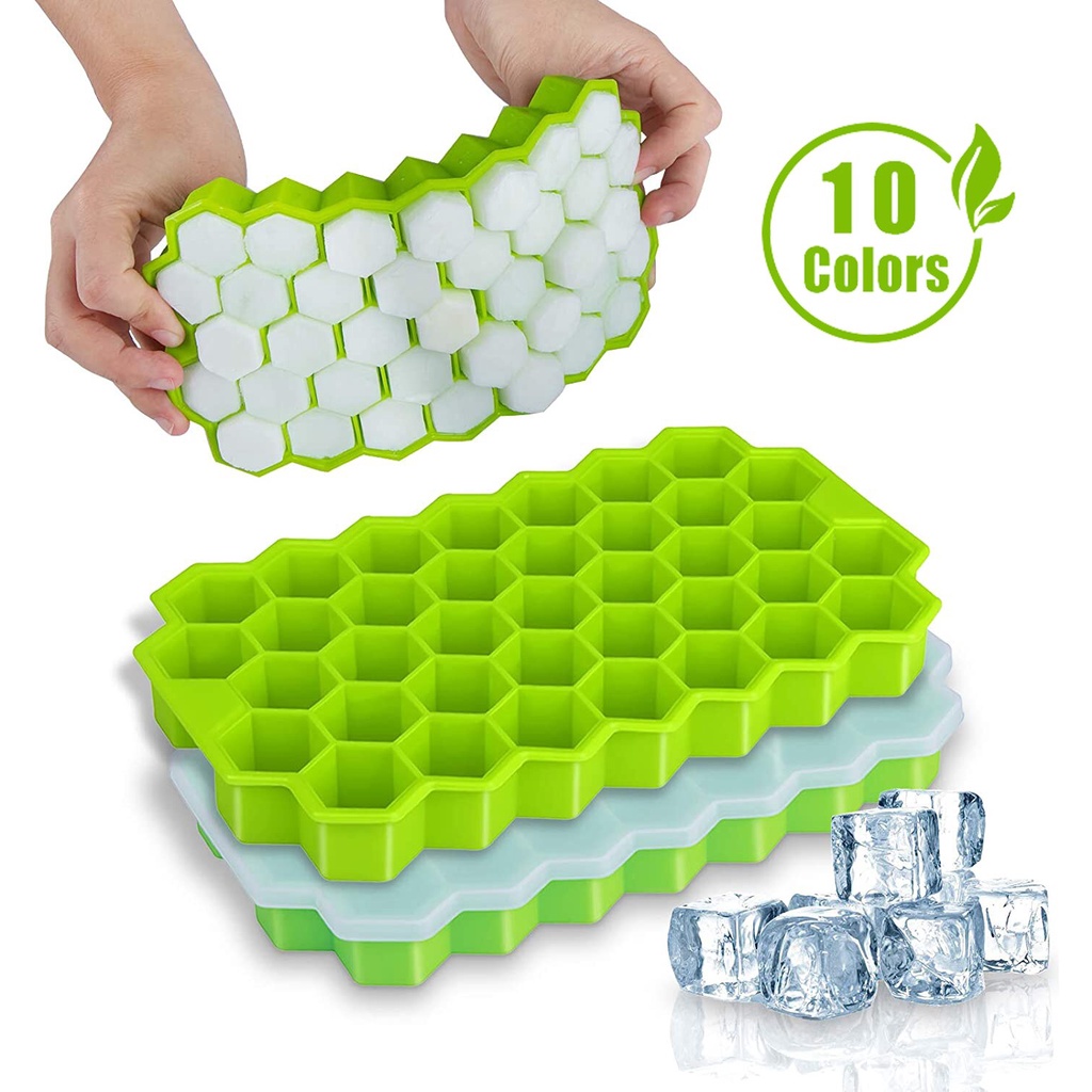 Thicker Honeycomb Ice Cube Trays Reusable Silicone Ice cube Mold BPA Free Ice maker with Removable Lids