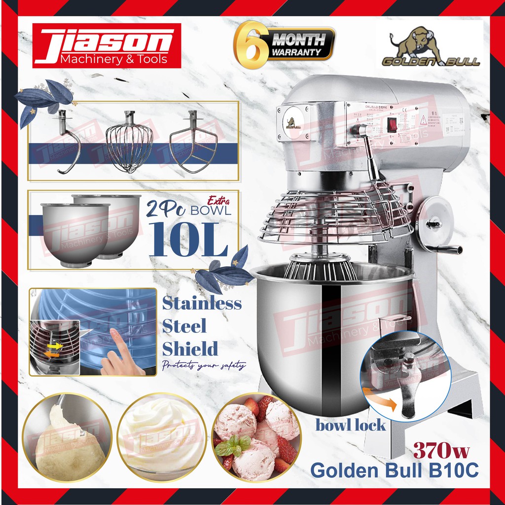 GOLDEN BULL B10 / B10C 10L Universal Mixer / Stand Mixer / Food Mixer / Mesin Pengandun with Cover 370W