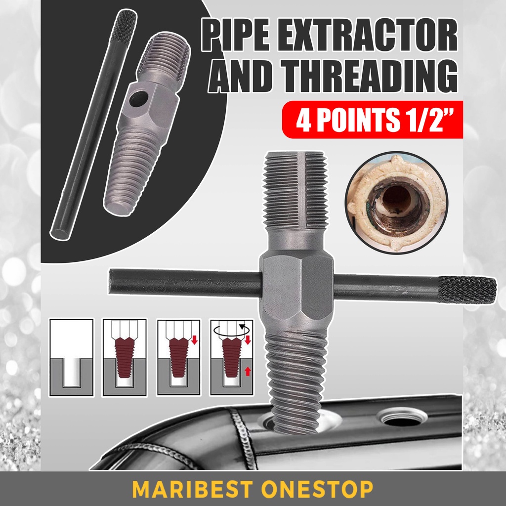 2-In-1 Broken Pipe Extractor And Threading Remover With Handle 1/2" - 3/4" M25-M35 Double Head Damage Screw Set 管道提取器
