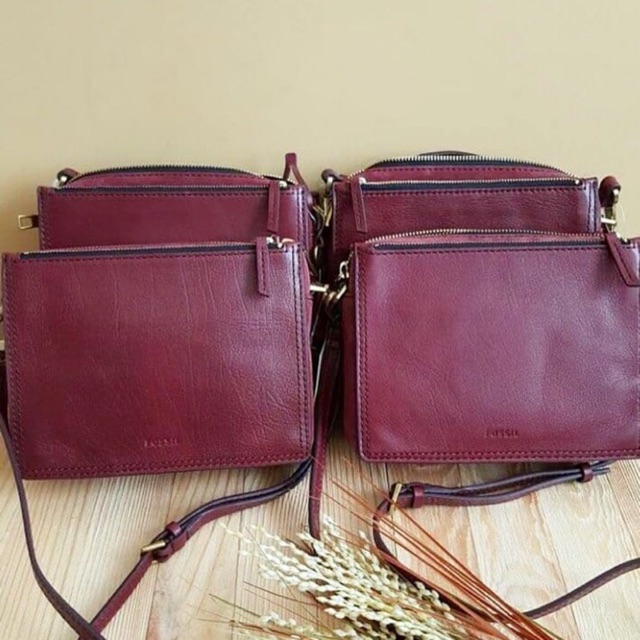 Fossil Campbell Crossbody Maroon Ready Stock Shopee Malaysia
