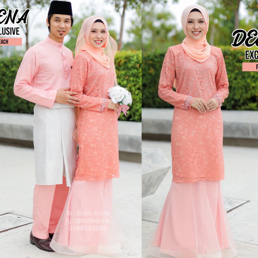 baju gaun warna peach di malaysia