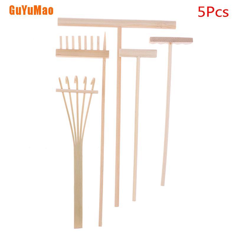 [Gyumao] 5Pcs Bamboo Zen Garden Rake Meditation Tools Home Decor Relaxation Handcrafted KIY