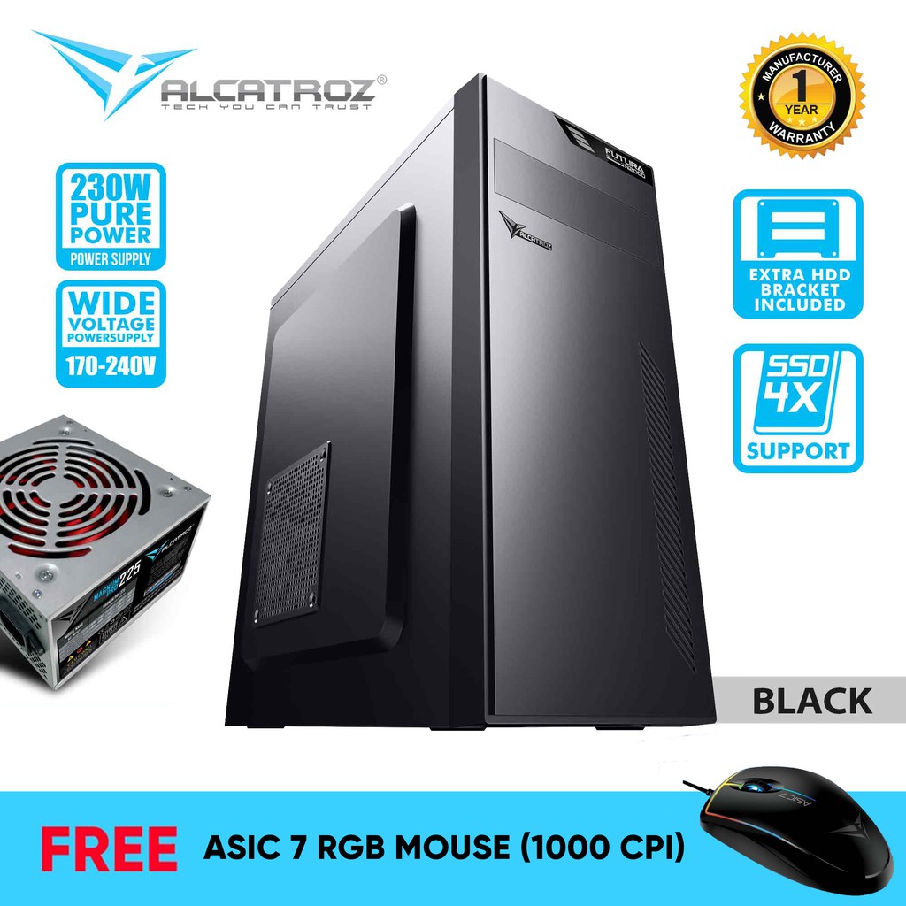 Alcatroz Futura Black N2000 ATX PC Case with 450 Watts Power Supply ...