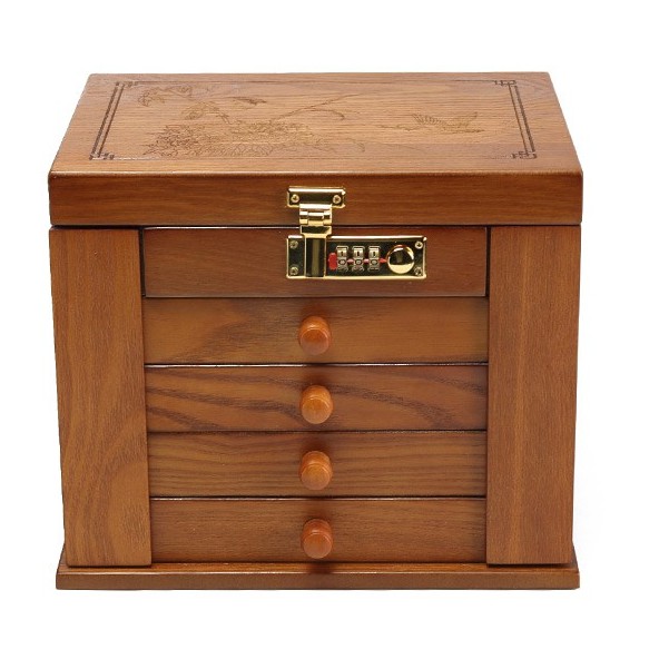 Wooden Jewelry Box Organizer With, Dresser Mirror With Jewelry Storage