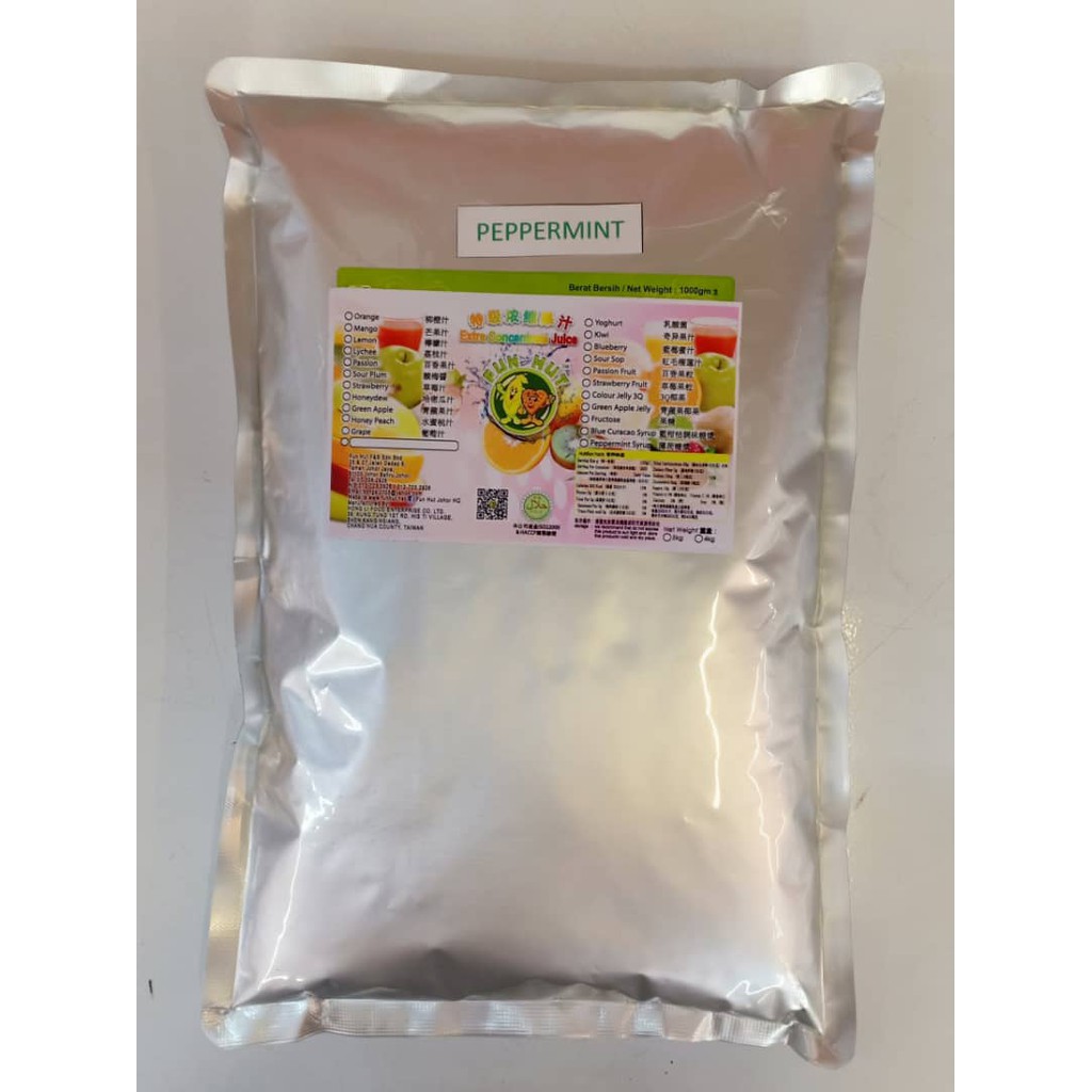 Boba Tea Fruity Powder Bubble Tea Powder PEPPERMINT (1kg) 波霸奶茶薄荷叶口味粉 清爽薄荷味 Serbuk Peppermint【FUN HUT】