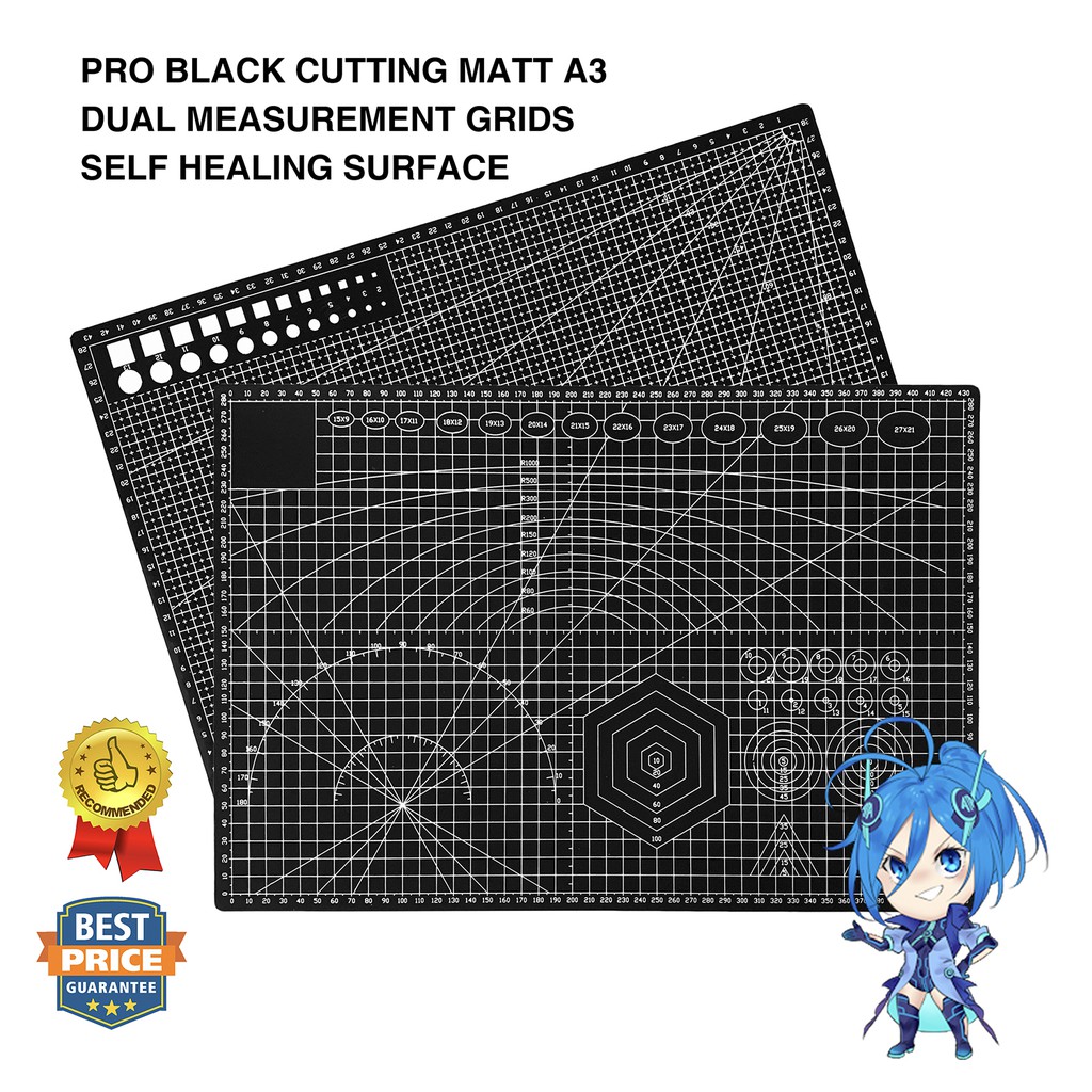 Cutting Mat A3 Size Pro Black Grid Matt Board for Precision Model Kit